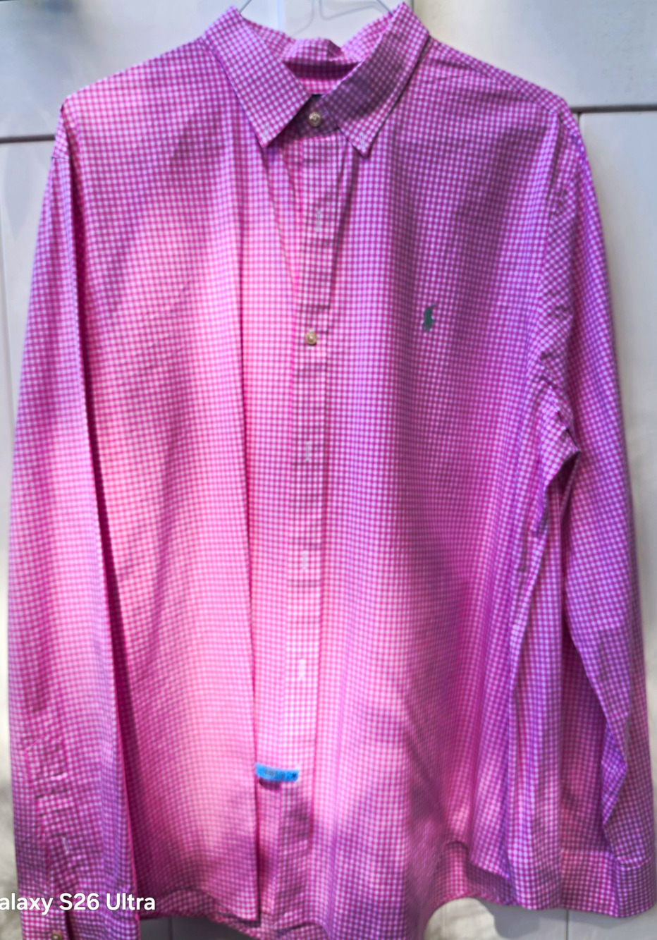 Polo Ralph Lauren Men's Long Sleeve Gingham Button Down Shirt Pink White L
